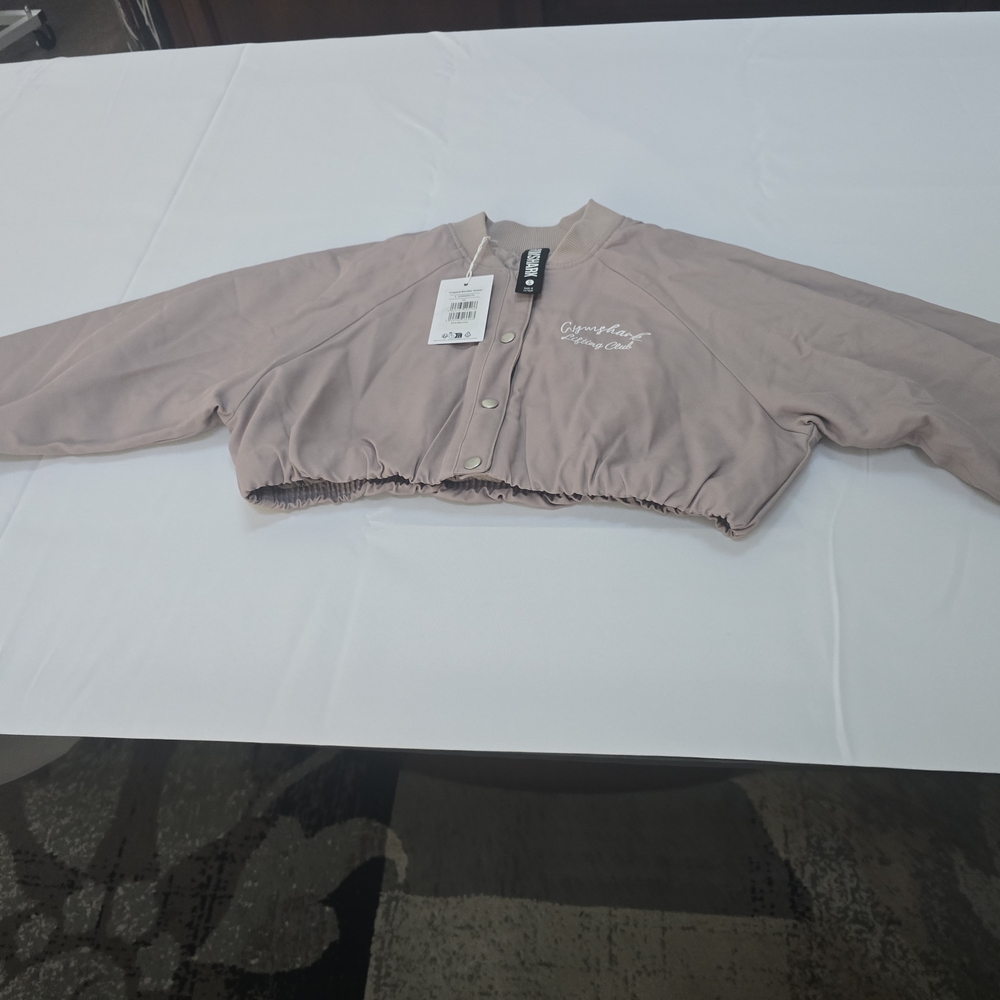 Gymshark Cropped Bomber Jacket in Dusty Mauve